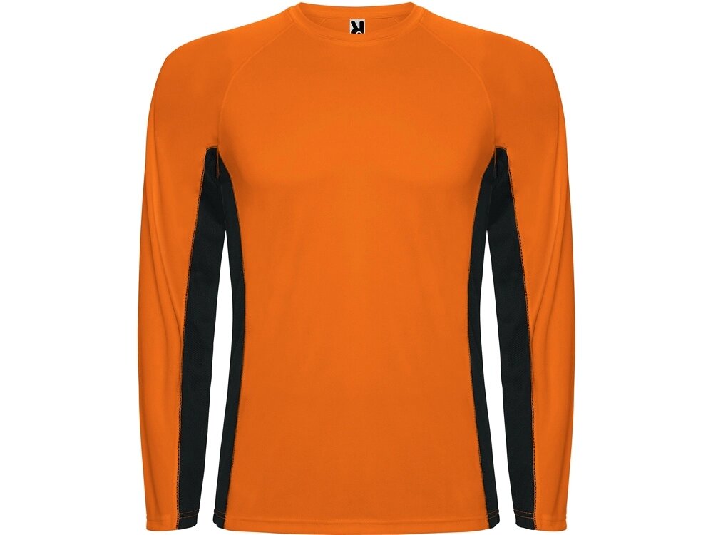 Футболка Shanghai  мужская с длинным рукавом, неоновый оранжевый/черный от компании ТОО VEER Company Group / Одежда и сувениры с логотипом - фото 1