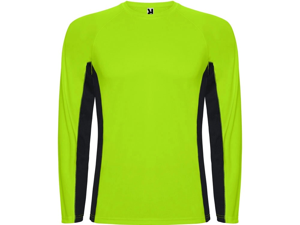 Футболка Shanghai  мужская с длинным рукавом, неоновый зеленый/черный от компании ТОО VEER Company Group / Одежда и сувениры с логотипом - фото 1