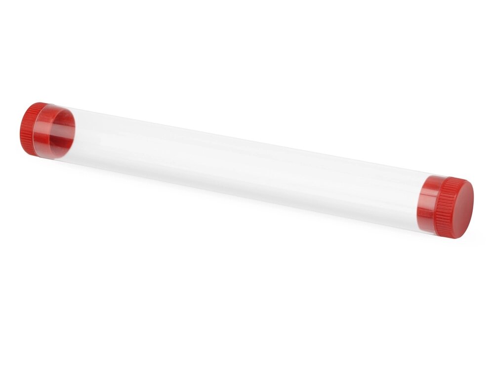 Футляр-туба пластиковый для ручки Tube 2.0, прозрачный/красный от компании ТОО VEER Company Group / Одежда и сувениры с логотипом - фото 1