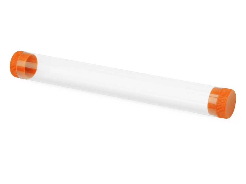 Футляр-туба пластиковый для ручки Tube 2.0, прозрачный/оранжевый от компании ТОО VEER Company Group / Одежда и сувениры с логотипом - фото 1