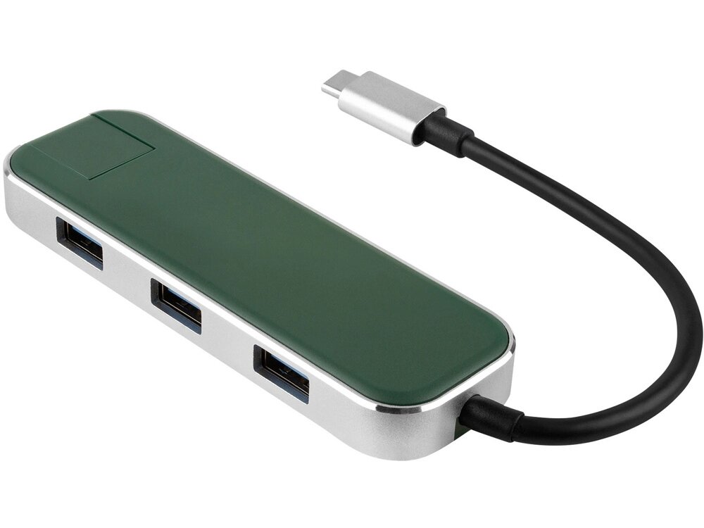 Хаб USB Rombica Type-C Chronos Green от компании ТОО VEER Company Group / Одежда и сувениры с логотипом - фото 1