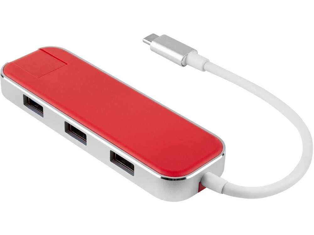 Хаб USB Rombica Type-C Chronos Red от компании ТОО VEER Company Group / Одежда и сувениры с логотипом - фото 1