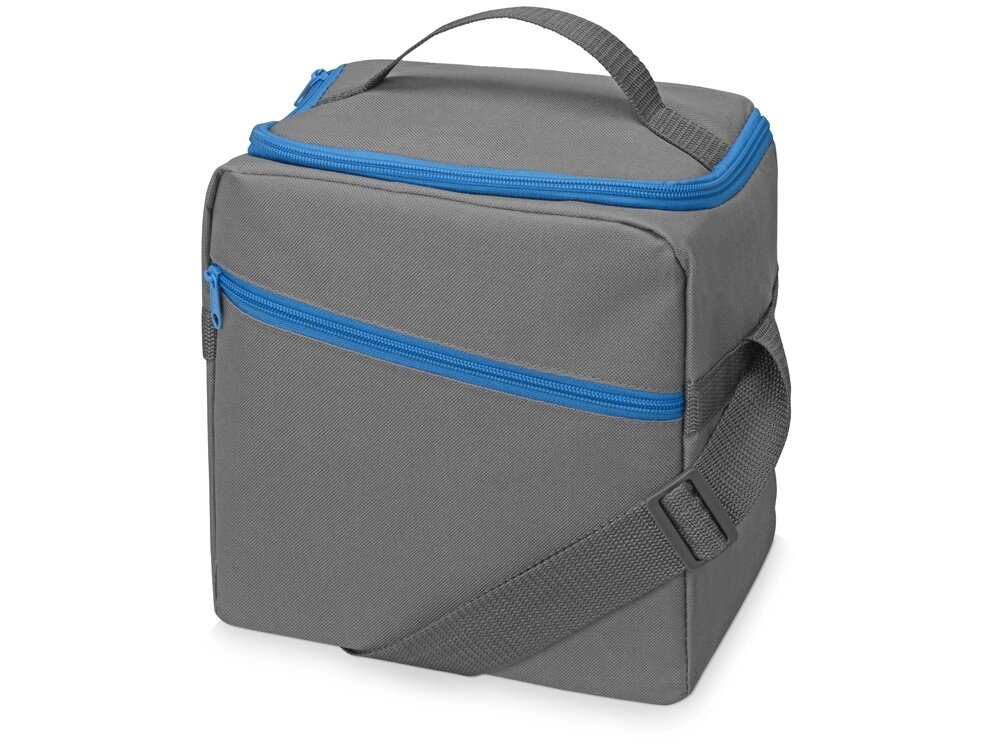 Изотермическая сумка-холодильник Classic c контрастной молнией, серый/голубой от компании ТОО VEER Company Group / Одежда и сувениры с логотипом - фото 1