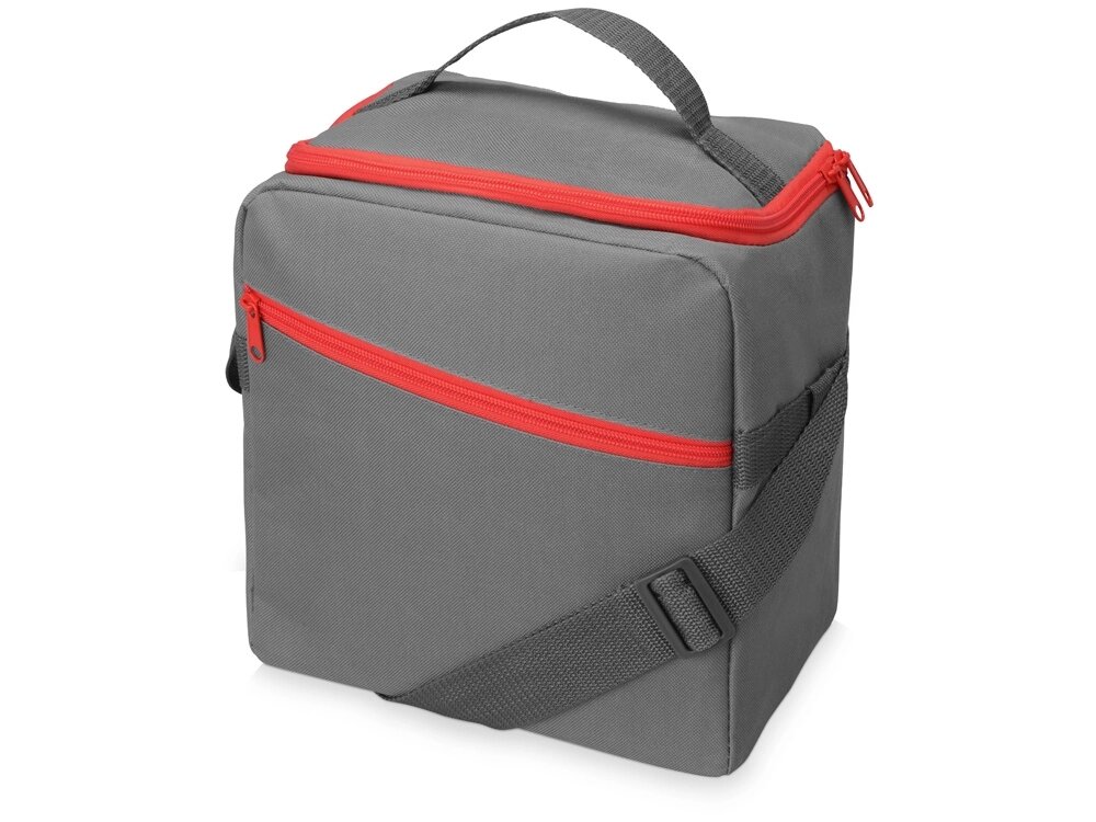Изотермическая сумка-холодильник Classic c контрастной молнией, серый/красный от компании ТОО VEER Company Group / Одежда и сувениры с логотипом - фото 1