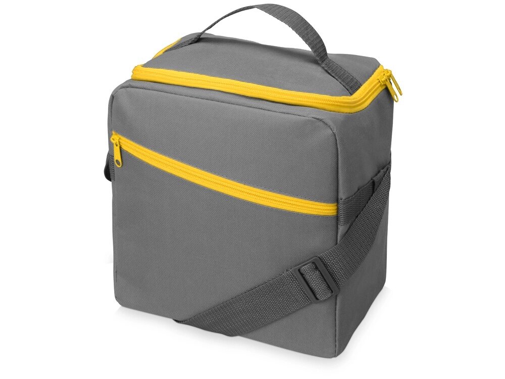 Изотермическая сумка-холодильник Classic c контрастной молнией, серый/желтый от компании ТОО VEER Company Group / Одежда и сувениры с логотипом - фото 1