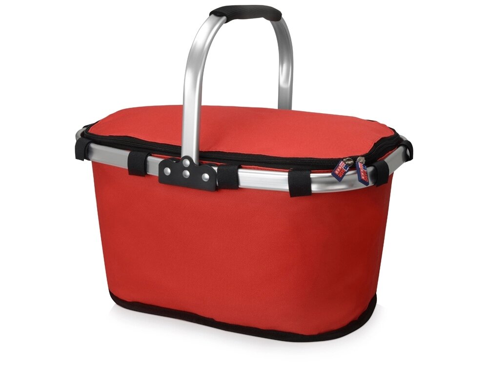 Изотермическая сумка-холодильник FROST складная с алюминиевой рамой, красный от компании ТОО VEER Company Group / Одежда и сувениры с логотипом - фото 1