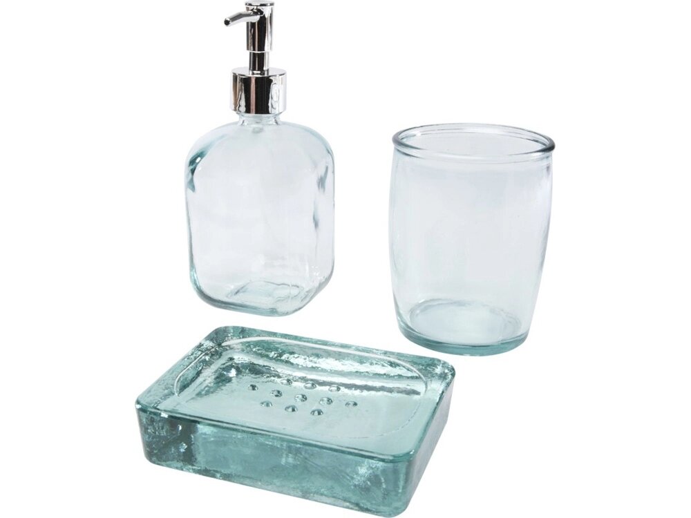 Jabony Набор для ванной, состоящий из 3 предметов из переработанного стекла, прозрачный от компании ТОО VEER Company Group / Одежда и сувениры с логотипом - фото 1