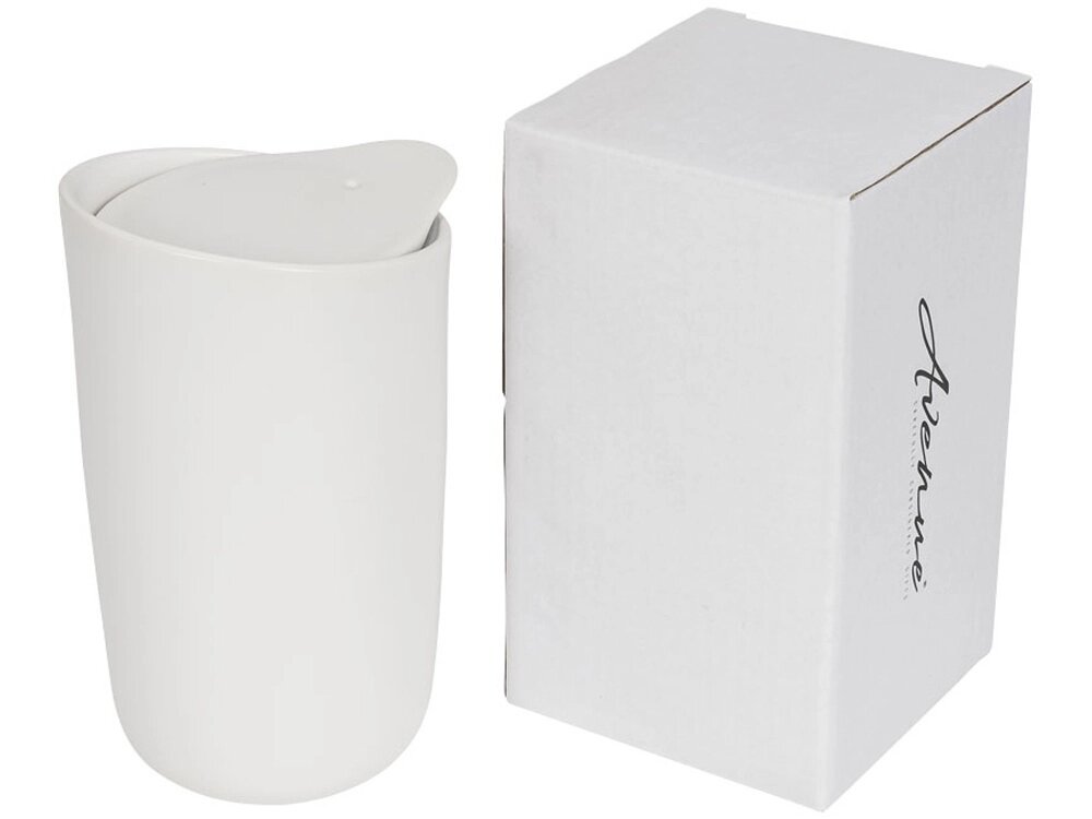 Керамический стакан Mysa с двойными стенками объемом 400 мл, белый от компании ТОО VEER Company Group / Одежда и сувениры с логотипом - фото 1