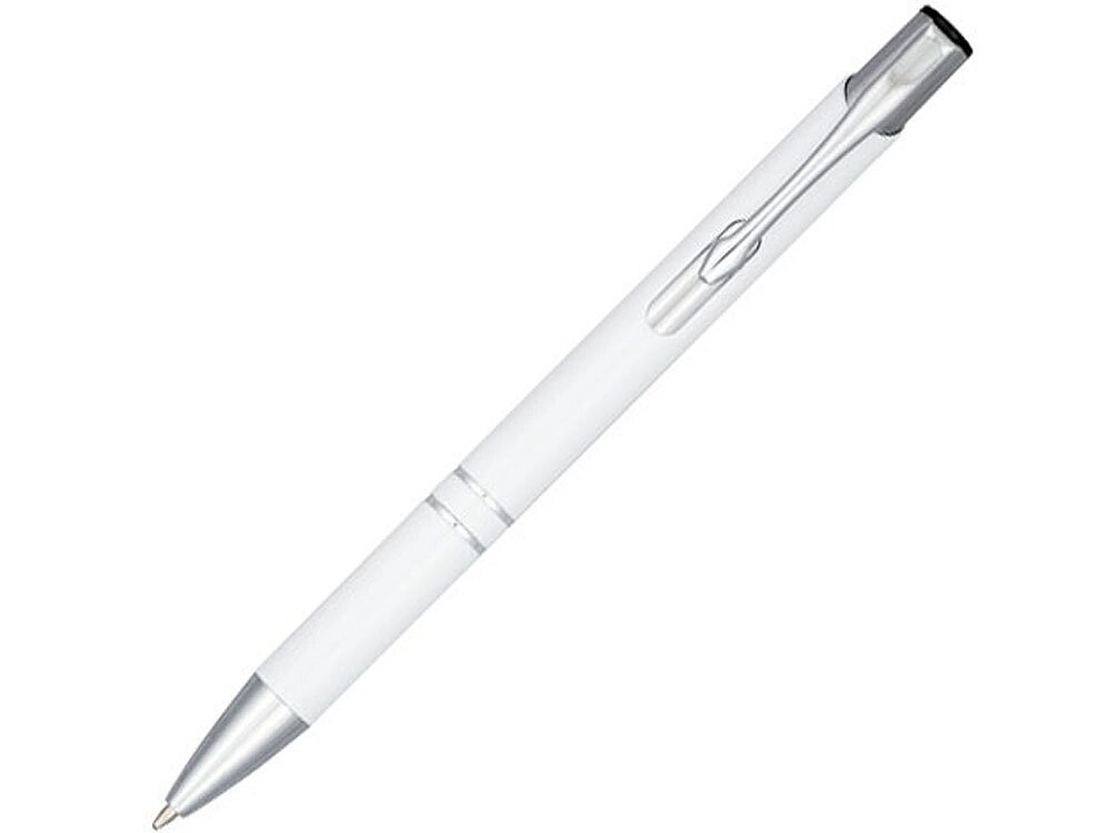 Кнопочная шариковая ручка Moneta из анодированного алюминия, синие чернила, белый от компании ТОО VEER Company Group / Одежда и сувениры с логотипом - фото 1