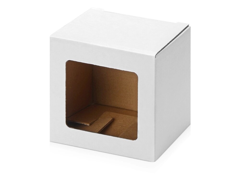 Коробка для кружки с окном, 11,2х9,4х10,7 см., белый от компании ТОО VEER Company Group / Одежда и сувениры с логотипом - фото 1