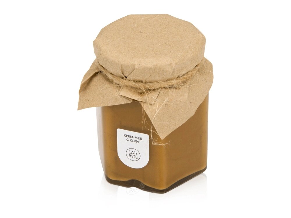 Крем-мёд с кофе 250 в шестигранной банке от компании ТОО VEER Company Group / Одежда и сувениры с логотипом - фото 1
