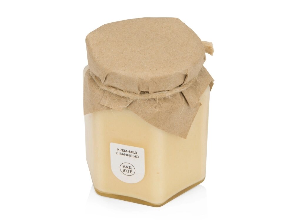 Крем-мёд с ванилью 250 в шестигранной банке от компании ТОО VEER Company Group / Одежда и сувениры с логотипом - фото 1