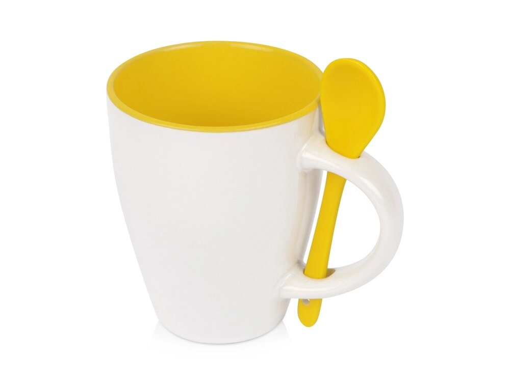 Кружка Авеленго с ложкой, белый/желтый от компании ТОО VEER Company Group / Одежда и сувениры с логотипом - фото 1