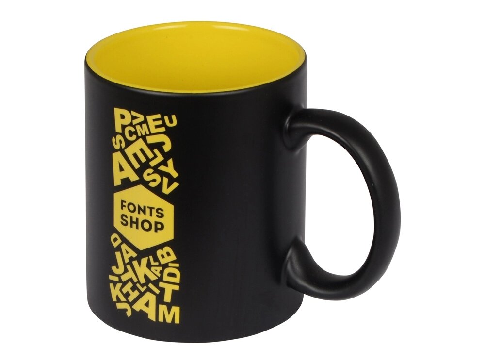 Кружка с покрытием для гравировки Subcolor BLK, черный/желтый от компании ТОО VEER Company Group / Одежда и сувениры с логотипом - фото 1