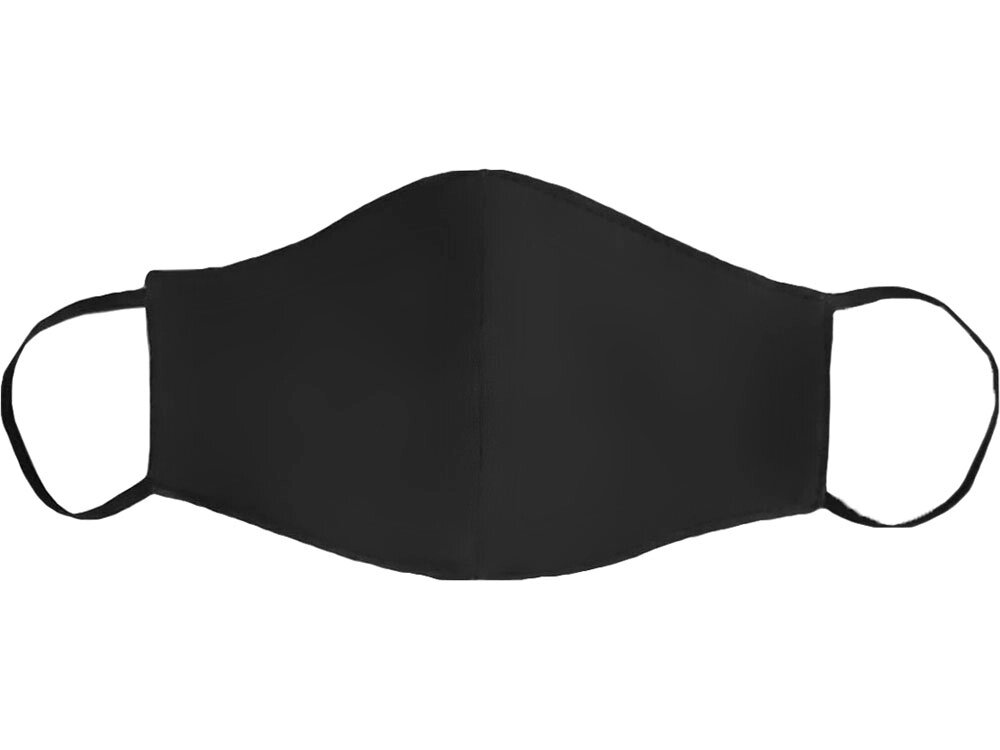 Маска для лица многоразовая из хлопка, анатомической формы, черный от компании ТОО VEER Company Group / Одежда и сувениры с логотипом - фото 1