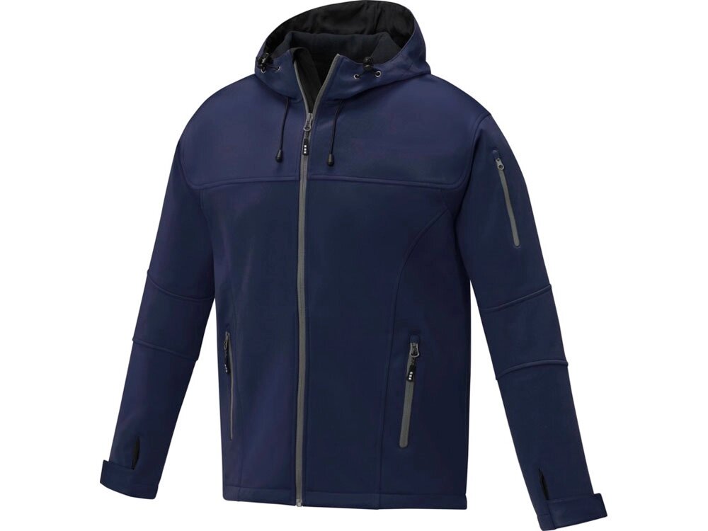 Match Мужская куртка софтшел, темно-синий от компании ТОО VEER Company Group / Одежда и сувениры с логотипом - фото 1