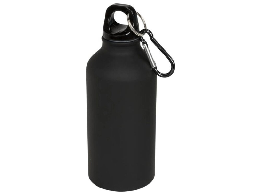 Матовая спортивная бутылка Oregon с карабином и объемом 400 мл, черный от компании ТОО VEER Company Group / Одежда и сувениры с логотипом - фото 1