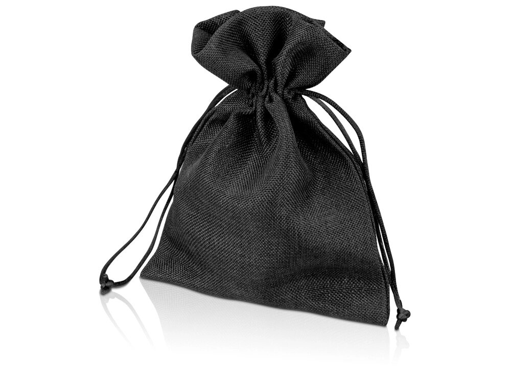 Мешочек подарочный, искусственный лен, средний, черный от компании ТОО VEER Company Group / Одежда и сувениры с логотипом - фото 1