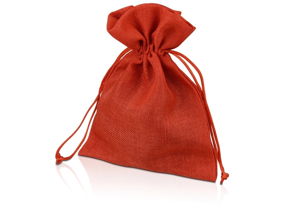 Мешочек подарочный, искусственный лен, средний, красный от компании ТОО VEER Company Group / Одежда и сувениры с логотипом - фото 1