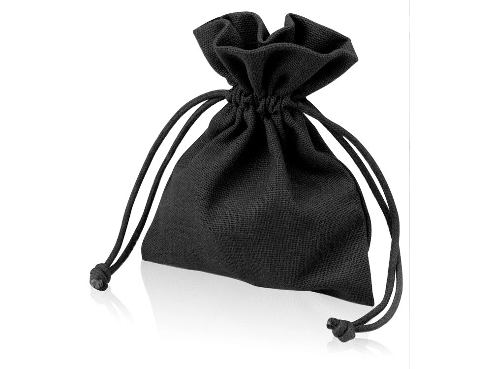 Мешочек подарочный, лен, малый, черный от компании ТОО VEER Company Group / Одежда и сувениры с логотипом - фото 1