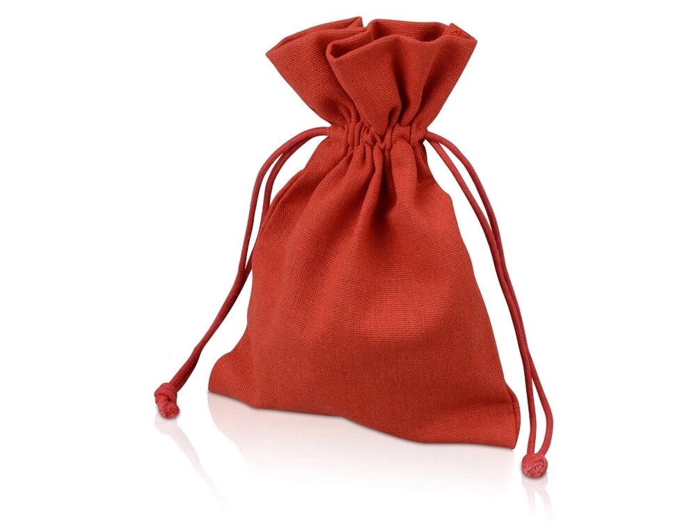 Мешочек подарочный, лен, средний, красный от компании ТОО VEER Company Group / Одежда и сувениры с логотипом - фото 1