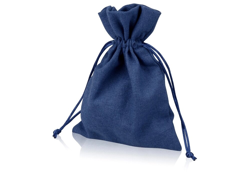 Мешочек подарочный, лен, средний, темно-синий от компании ТОО VEER Company Group / Одежда и сувениры с логотипом - фото 1