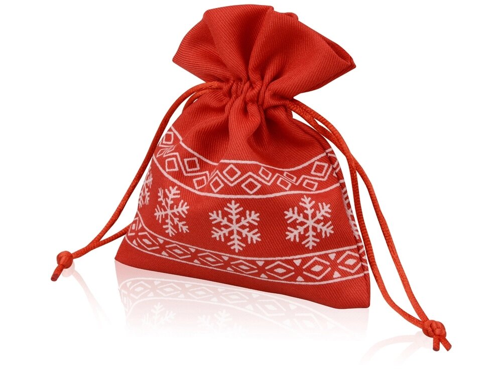 Мешочек подарочный новогодний, хлопок, малый, красный от компании ТОО VEER Company Group / Одежда и сувениры с логотипом - фото 1