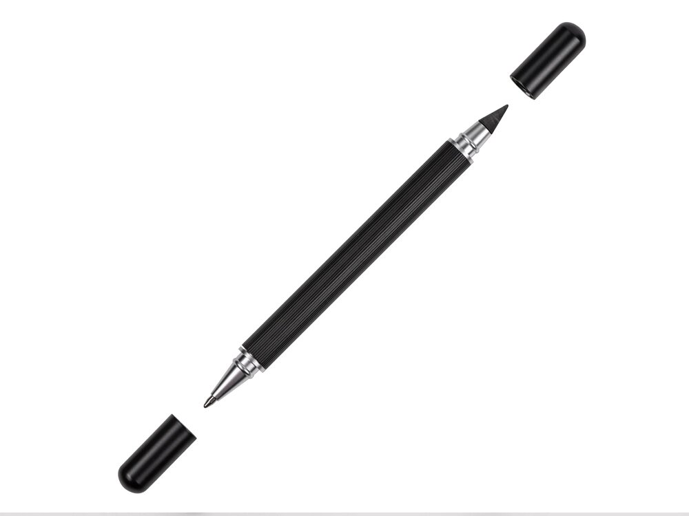 Металлическая ручка и вечный карандаш Van Gogh с рельефным покрытием, черный от компании ТОО VEER Company Group / Одежда и сувениры с логотипом - фото 1