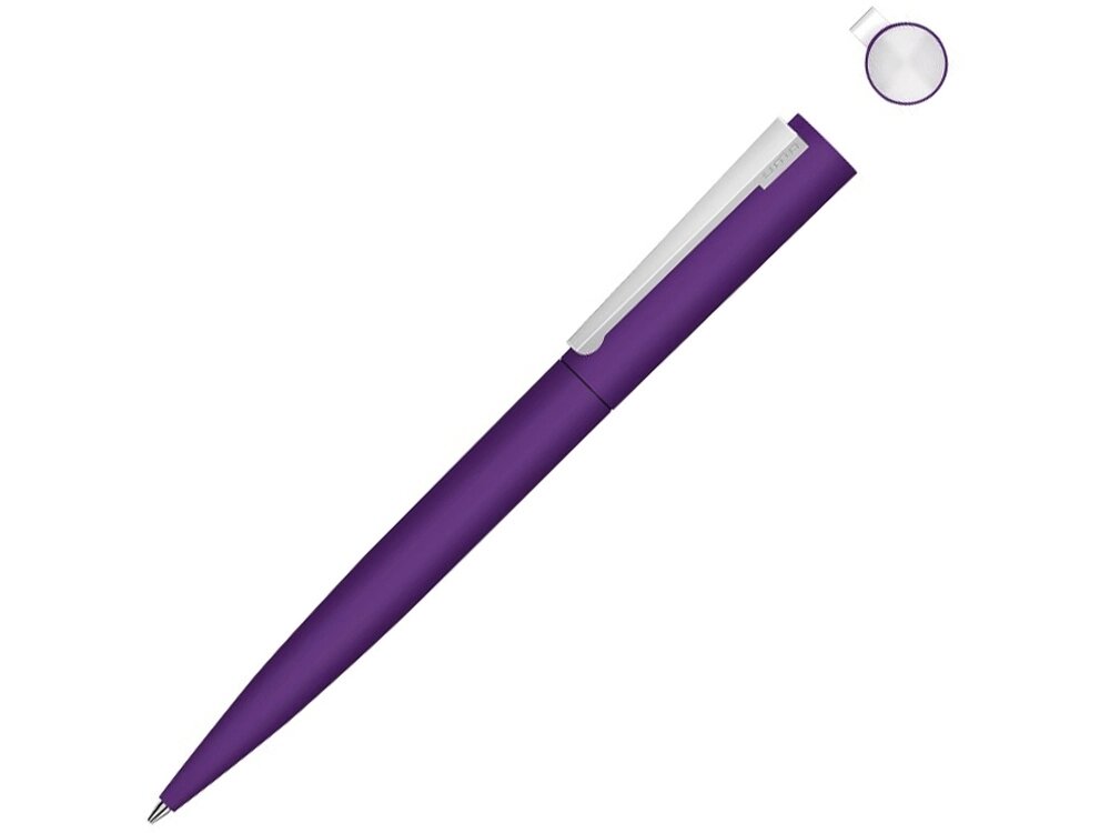 Металлическая шариковая ручка soft touch Brush gum, фиолетовый от компании ТОО VEER Company Group / Одежда и сувениры с логотипом - фото 1