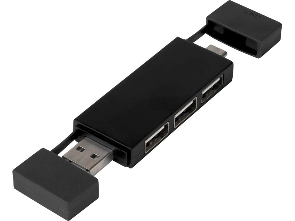 Mulan Двойной USB 2.0-хаб, черный от компании ТОО VEER Company Group / Одежда и сувениры с логотипом - фото 1