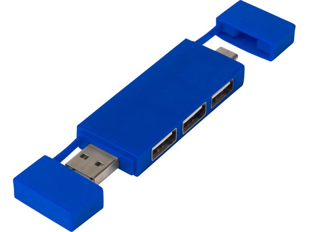 Mulan Двойной USB 2.0-хаб, синий от компании ТОО VEER Company Group / Одежда и сувениры с логотипом - фото 1