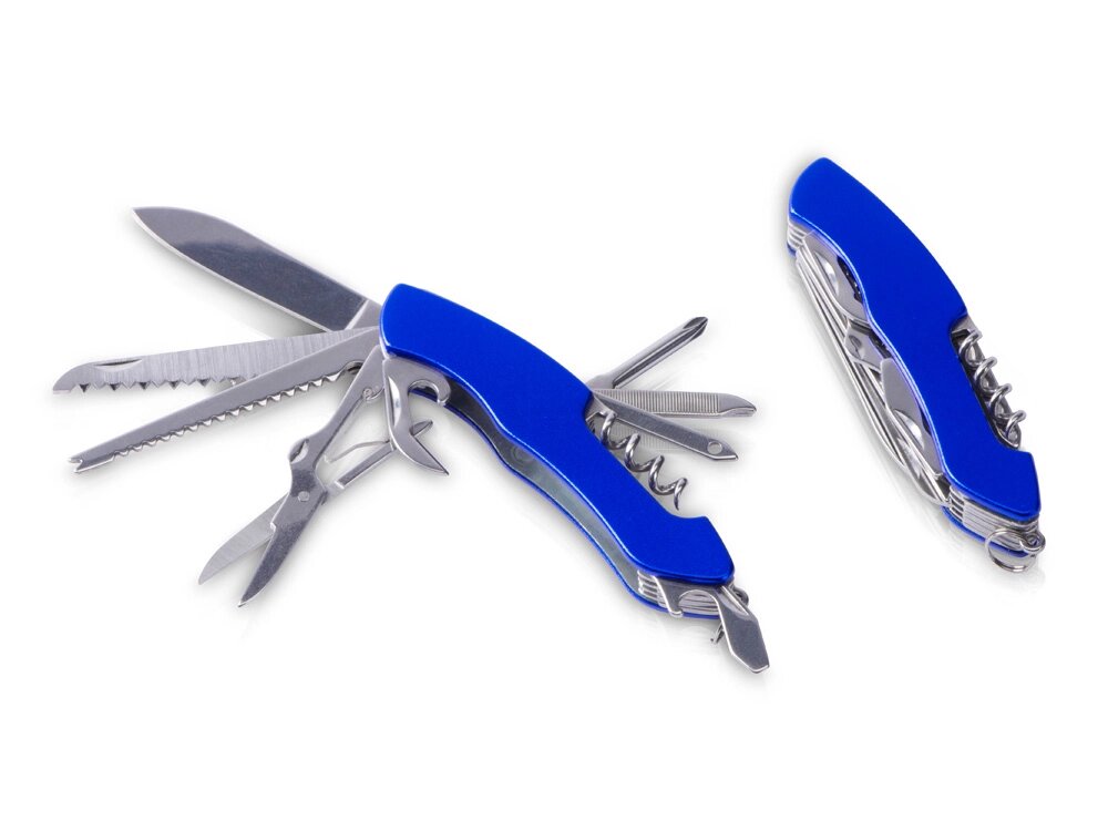 Мультитул-складной нож Demi 11-в-1, серебристый/синий от компании ТОО VEER Company Group / Одежда и сувениры с логотипом - фото 1