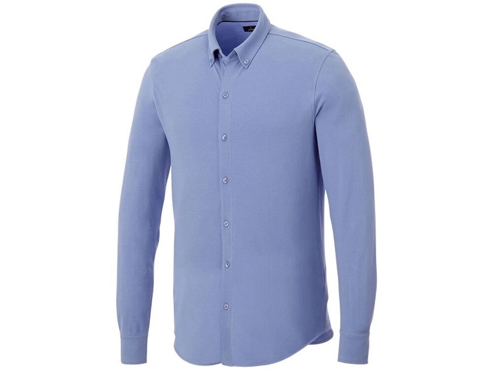 Мужская рубашка Bigelow из пике с длинным рукавом, светло-синий от компании ТОО VEER Company Group / Одежда и сувениры с логотипом - фото 1