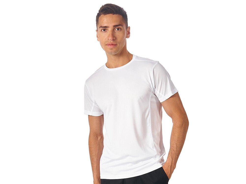 Мужская спортивная футболка Turin из комбинируемых материалов, белый от компании ТОО VEER Company Group / Одежда и сувениры с логотипом - фото 1