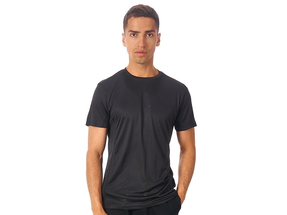 Мужская спортивная футболка Turin из комбинируемых материалов, черный от компании ТОО VEER Company Group / Одежда и сувениры с логотипом - фото 1