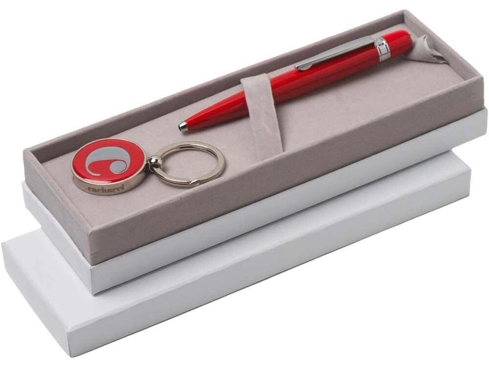 Набор Cacharel: шариковая ручка, брелок с флеш-картой USB 2. на 4 Гб, красный/серебристый от компании ТОО VEER Company Group / Одежда и сувениры с логотипом - фото 1