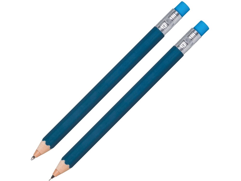 Набор Даллас: ручка шариковая, карандаш с ластиком в футляре, синий от компании ТОО VEER Company Group / Одежда и сувениры с логотипом - фото 1