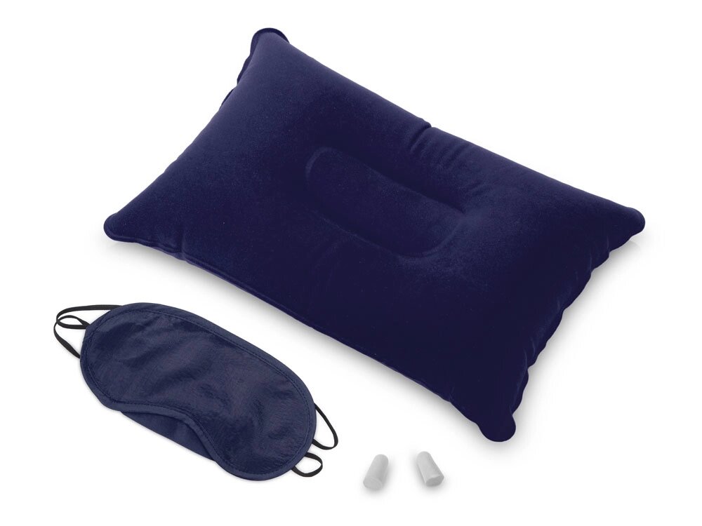Набор для путешествия с прямоугольной подушкой Cloud, синий от компании ТОО VEER Company Group / Одежда и сувениры с логотипом - фото 1
