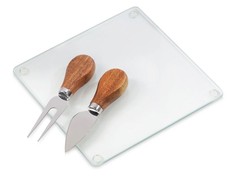 Набор для сыра Dorblue из стеклянной доски и вилки с ножом от компании ТОО VEER Company Group / Одежда и сувениры с логотипом - фото 1