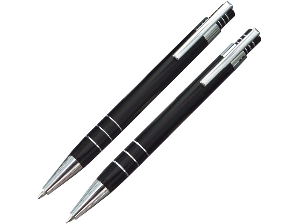 Набор Эльба: ручка шариковая, механический карандаш в футляре черный от компании ТОО VEER Company Group / Одежда и сувениры с логотипом - фото 1