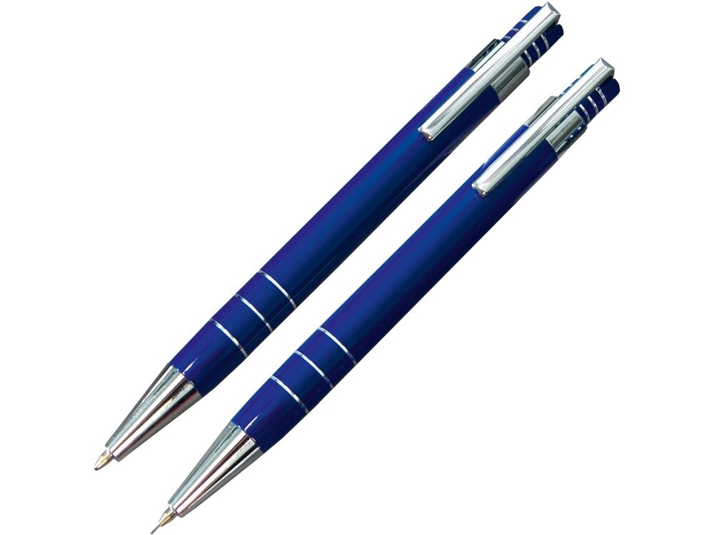 Набор Эльба: ручка шариковая, механический карандаш в футляре синий от компании ТОО VEER Company Group / Одежда и сувениры с логотипом - фото 1