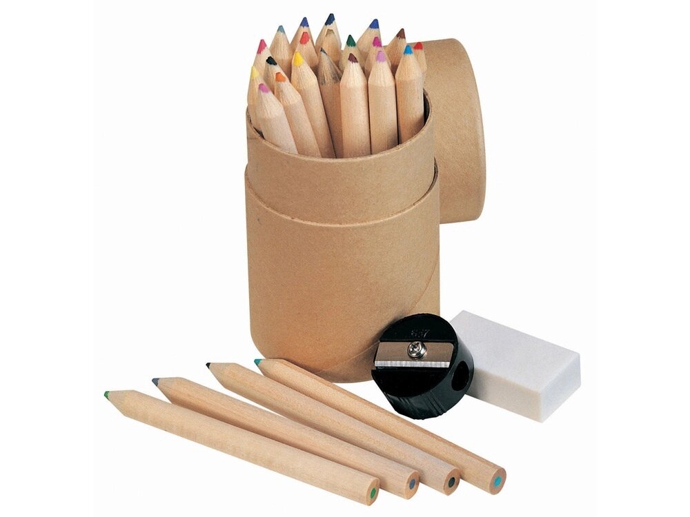 Набор из 24 карандашей с точилкой и ластиком от компании ТОО VEER Company Group / Одежда и сувениры с логотипом - фото 1