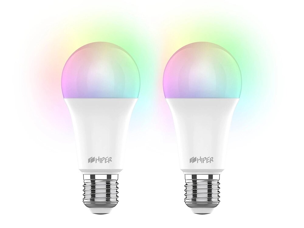 Набор из двух лампочек IoT CLED M1 RGB, E27, белый от компании ТОО VEER Company Group / Одежда и сувениры с логотипом - фото 1