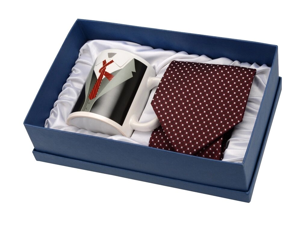 Набор: кружка и галстук Утро джентльмена от компании ТОО VEER Company Group / Одежда и сувениры с логотипом - фото 1