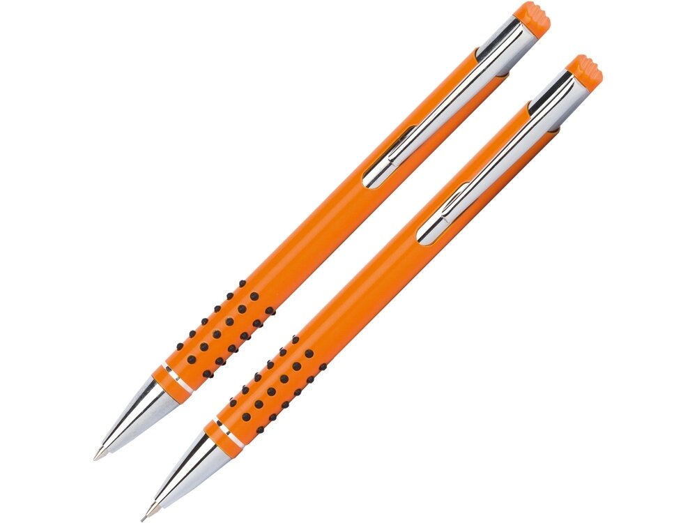 Набор Онтарио: ручка шариковая, карандаш механический, оранжевый/серебристый от компании ТОО VEER Company Group / Одежда и сувениры с логотипом - фото 1