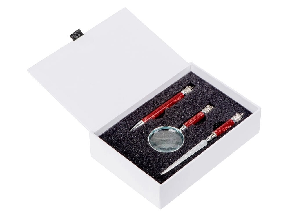 Набор Принц Уэльский : ручка шариковая, лупа, нож для бумаг от компании ТОО VEER Company Group / Одежда и сувениры с логотипом - фото 1