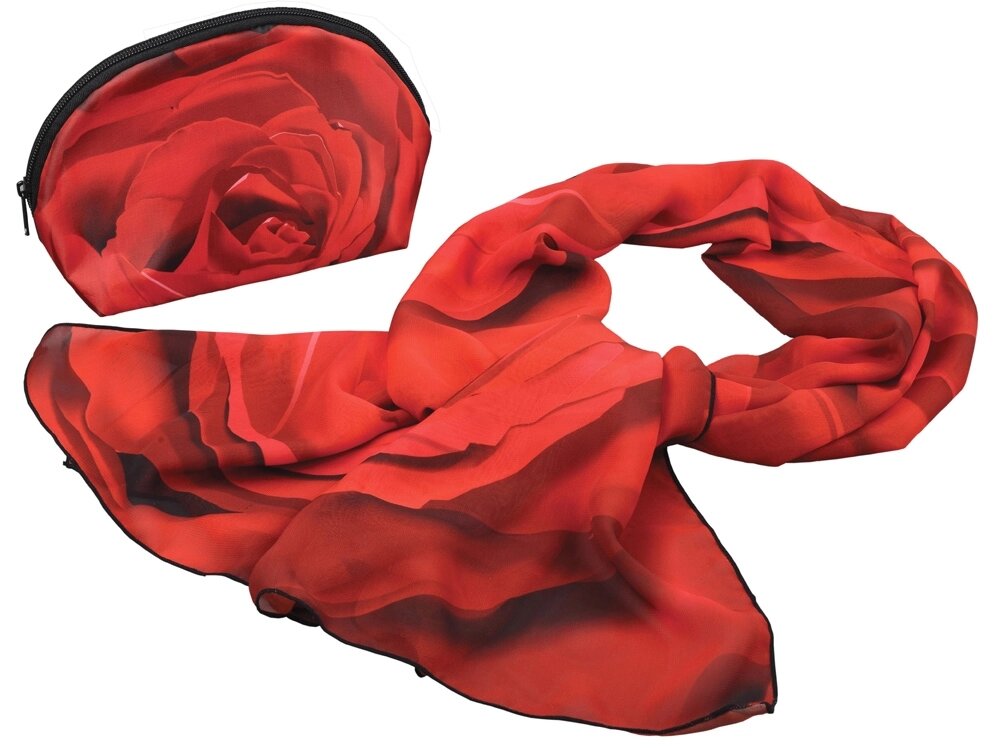 Набор Роза: косметичка и шарф от компании ТОО VEER Company Group / Одежда и сувениры с логотипом - фото 1
