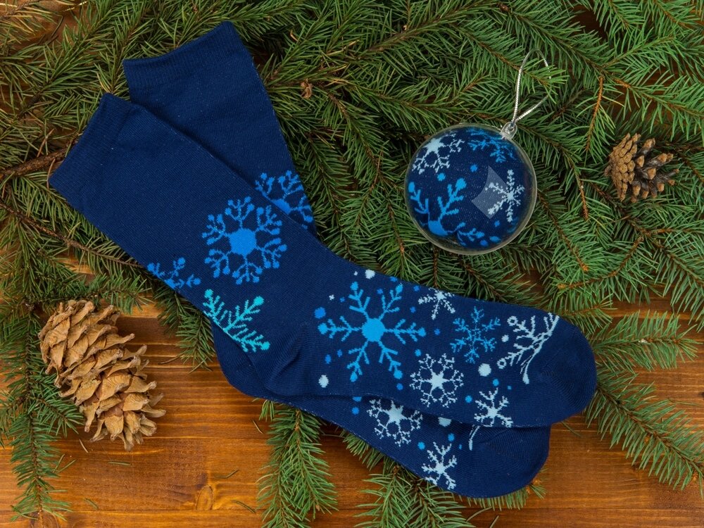 Носки в шаре Снежинка мужские, синий от компании ТОО VEER Company Group / Одежда и сувениры с логотипом - фото 1