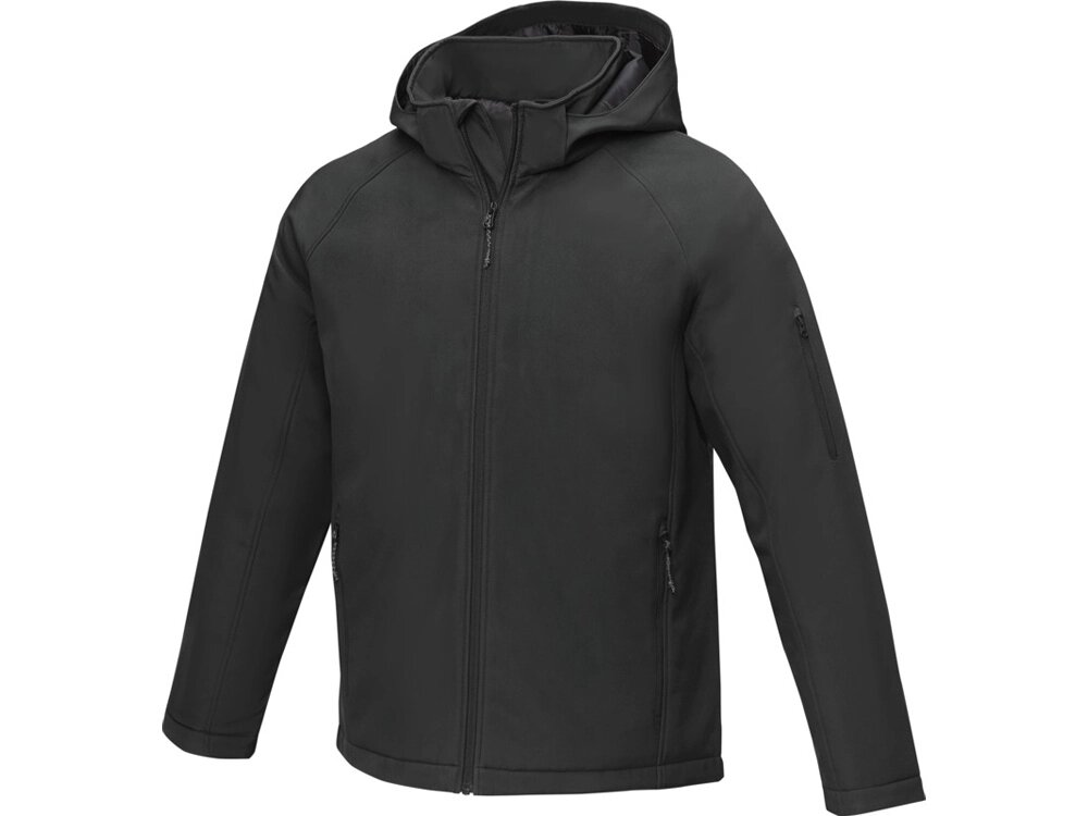 Notus мужская утепленная куртка из софтшелла - сплошной черный от компании ТОО VEER Company Group / Одежда и сувениры с логотипом - фото 1
