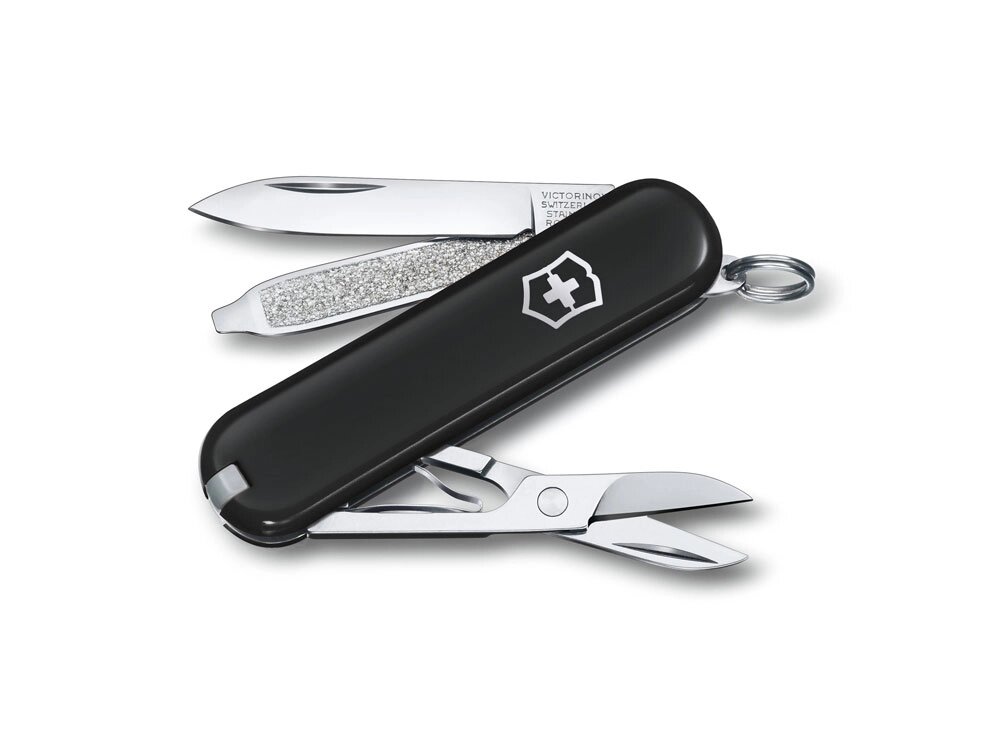 Нож-брелок VICTORINOX Classic SD Colors Dark Illusion, 58 мм, 7 функций, чёрный от компании ТОО VEER Company Group / Одежда и сувениры с логотипом - фото 1